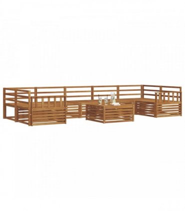 vidaXL Outdoor Sofa Set 8 pcs 7-Seaters Natural Solid Acacia Wood