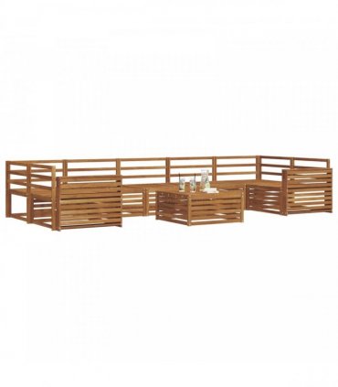 vidaXL Outdoor Sofa Set 8 pcs 7-Seaters Natural Solid Acacia Wood