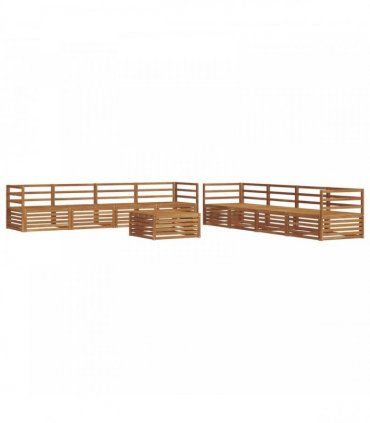 vidaXL Outdoor Sofa Set 9 pcs 8-Seaters Natural Solid Acacia Wood