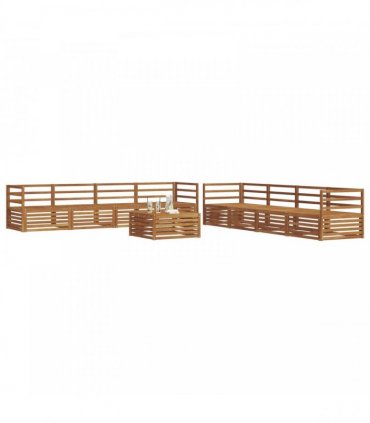 vidaXL Outdoor Sofa Set 9 pcs 8-Seaters Natural Solid Acacia Wood