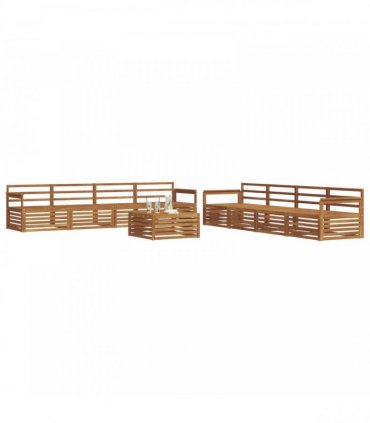 vidaXL Outdoor Sofa Set 9 pcs 8-Seaters Natural Solid Acacia Wood