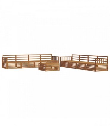 vidaXL Outdoor Sofa Set 9 pcs 8-Seaters Natural Solid Acacia Wood