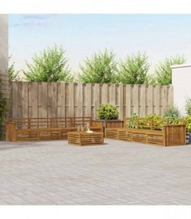 vidaXL Outdoor Sofa Set 9 pcs 8-Seaters Natural Solid Acacia Wood