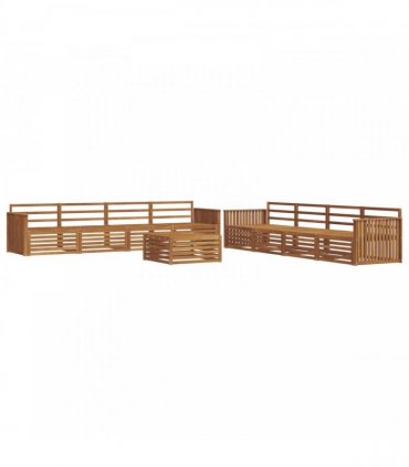 vidaXL Outdoor Sofa Set 9 pcs 8-Seaters Natural Solid Acacia Wood