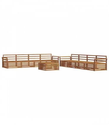 vidaXL Outdoor Sofa Set 9 pcs 8-Seaters Natural Solid Acacia Wood