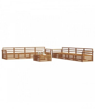 vidaXL Outdoor Sofa Set 9 pcs 8-Seaters Natural Solid Acacia Wood