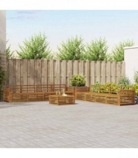 vidaXL Outdoor Sofa Set 9 pcs 8-Seaters Natural Solid Acacia Wood
