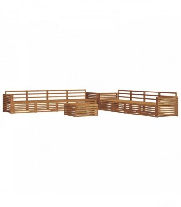vidaXL Outdoor Sofa Set 9 pcs 8-Seaters Natural Solid Acacia Wood