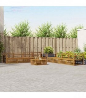 vidaXL Outdoor Sofa Set 9 pcs 8-Seaters Natural Solid Acacia Wood