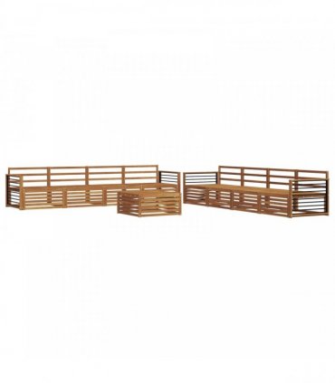 vidaXL Outdoor Sofa Set 9 pcs 8-Seaters Natural Solid Acacia Wood