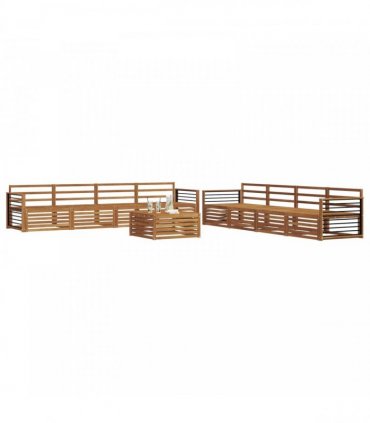 vidaXL Outdoor Sofa Set 9 pcs 8-Seaters Natural Solid Acacia Wood