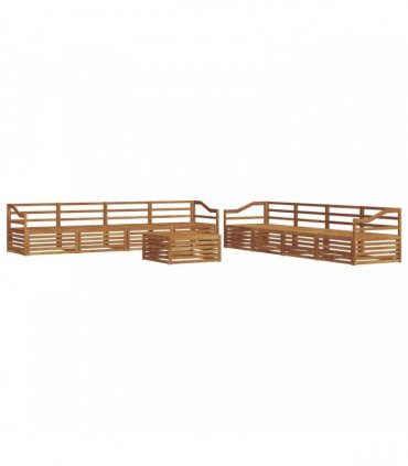 vidaXL Outdoor Sofa Set 9 pcs 8-Seaters Natural Solid Acacia Wood