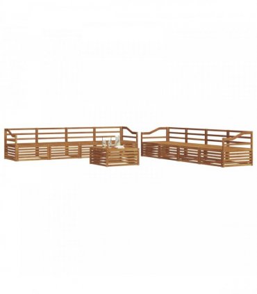 vidaXL Outdoor Sofa Set 9 pcs 8-Seaters Natural Solid Acacia Wood