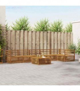 vidaXL Outdoor Sofa Set 7 pcs 6-Seaters Natural Solid Acacia Wood