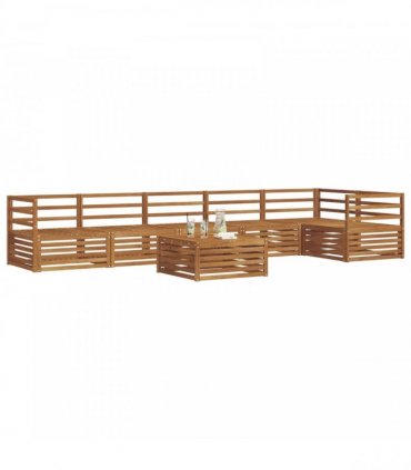 vidaXL Outdoor Sofa Set 7 pcs 6-Seaters Natural Solid Acacia Wood