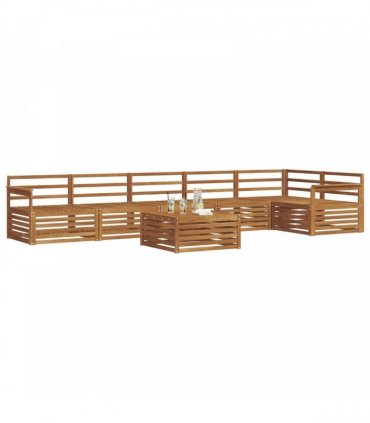 vidaXL Outdoor Sofa Set 7 pcs 6-Seaters Natural Solid Acacia Wood