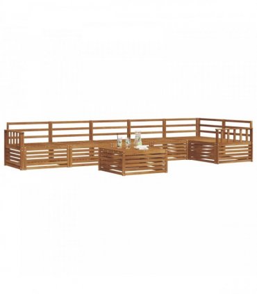 vidaXL Outdoor Sofa Set 7 pcs 6-Seaters Natural Solid Acacia Wood