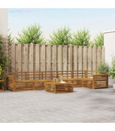 vidaXL Outdoor Sofa Set 7 pcs 6-Seaters Natural Solid Acacia Wood