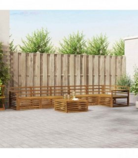 vidaXL Outdoor Sofa Set 7 pcs 6-Seaters Natural Solid Acacia Wood
