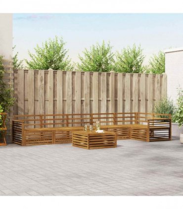 vidaXL Outdoor Sofa Set 7 pcs 6-Seaters Natural Solid Acacia Wood