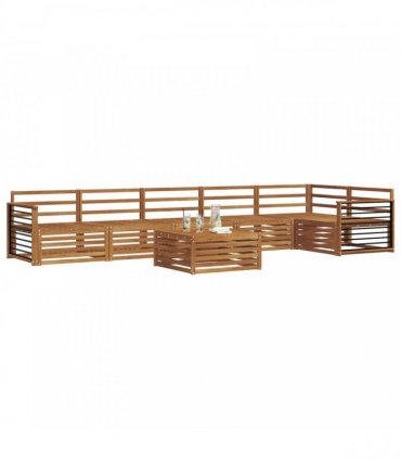 vidaXL Outdoor Sofa Set 7 pcs 6-Seaters Natural Solid Acacia Wood