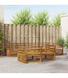 vidaXL Outdoor Sofa Set 7 pcs 7-Seaters Natural Solid Acacia Wood