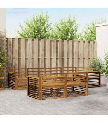 vidaXL Outdoor Sofa Set 7 pcs 7-Seaters Natural Solid Acacia Wood