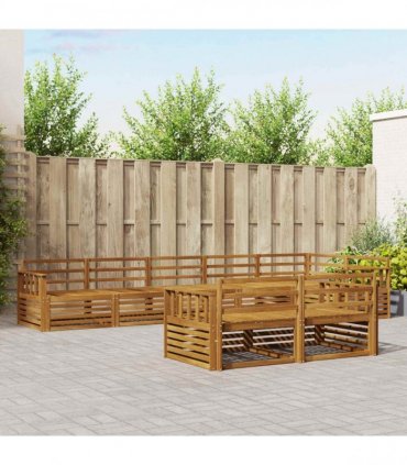 vidaXL Outdoor Sofa Set 8 pcs 8-Seaters Natural Solid Acacia Wood