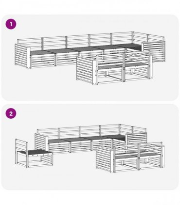vidaXL Outdoor Sofa Set 8 pcs 8-Seaters Natural Solid Acacia Wood
