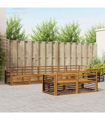 vidaXL Outdoor Sofa Set 8 pcs 8-Seaters Natural Solid Acacia Wood