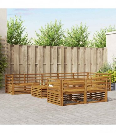 vidaXL Outdoor Sofa Set 9 pcs 8-Seaters Natural Solid Acacia Wood