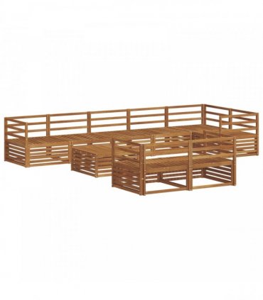 vidaXL Outdoor Sofa Set 9 pcs 8-Seaters Natural Solid Acacia Wood