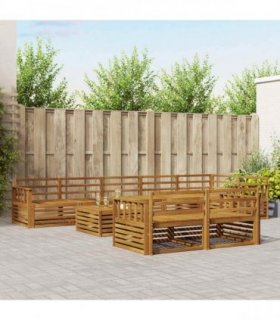 vidaXL Outdoor Sofa Set 9 pcs 8-Seaters Natural Solid Acacia Wood