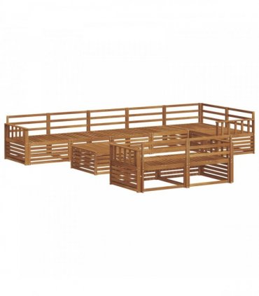 vidaXL Outdoor Sofa Set 9 pcs 8-Seaters Natural Solid Acacia Wood