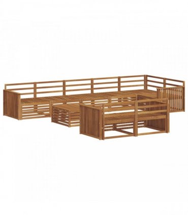 vidaXL Outdoor Sofa Set 9 pcs 8-Seaters Natural Solid Acacia Wood