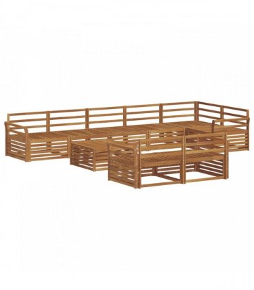 vidaXL Outdoor Sofa Set 9 pcs 8-Seaters Natural Solid Acacia Wood