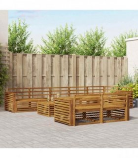 vidaXL Outdoor Sofa Set 9 pcs 8-Seaters Natural Solid Acacia Wood