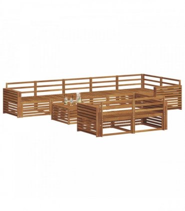 vidaXL Outdoor Sofa Set 9 pcs 8-Seaters Natural Solid Acacia Wood