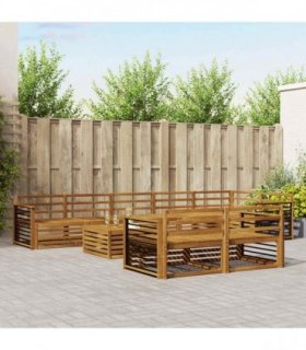 vidaXL Outdoor Sofa Set 9 pcs 8-Seaters Natural Solid Acacia Wood