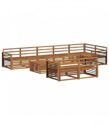vidaXL Outdoor Sofa Set 9 pcs 8-Seaters Natural Solid Acacia Wood