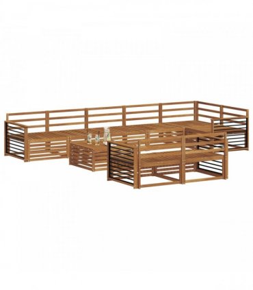 vidaXL Outdoor Sofa Set 9 pcs 8-Seaters Natural Solid Acacia Wood