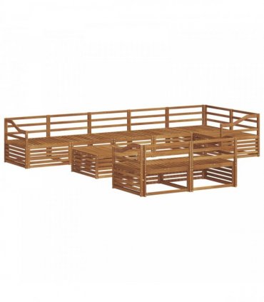 vidaXL Outdoor Sofa Set 9 pcs 8-Seaters Natural Solid Acacia Wood