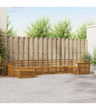 vidaXL Outdoor Sofa Set 7 pcs 7-Seaters Natural Solid Acacia Wood