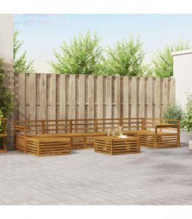 vidaXL Outdoor Sofa Set 8 pcs 7-Seaters Natural Solid Acacia Wood