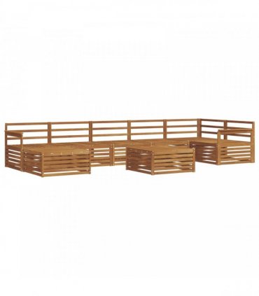 vidaXL Outdoor Sofa Set 8 pcs 7-Seaters Natural Solid Acacia Wood