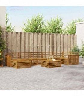 vidaXL Outdoor Sofa Set 8 pcs 7-Seaters Natural Solid Acacia Wood