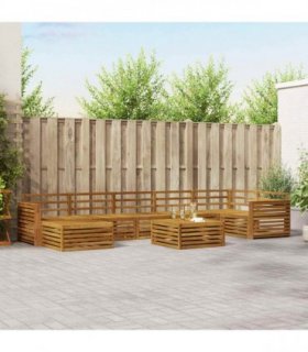 vidaXL Outdoor Sofa Set 8 pcs 7-Seaters Natural Solid Acacia Wood