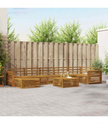 vidaXL Outdoor Sofa Set 8 pcs 7-Seaters Natural Solid Acacia Wood