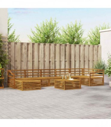 vidaXL Outdoor Sofa Set 8 pcs 7-Seaters Natural Solid Acacia Wood