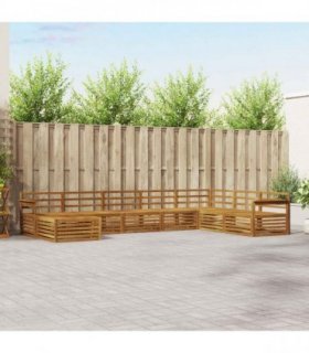 vidaXL Outdoor Sofa Set 8 pcs 7-Seaters Natural Solid Acacia Wood